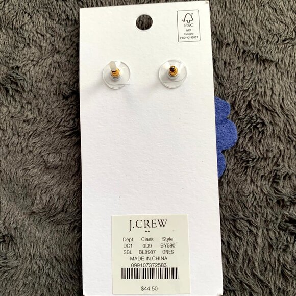 J. Crew Factory Beaded Drop Statement Earrings Blue and White - Picture 3 of 3